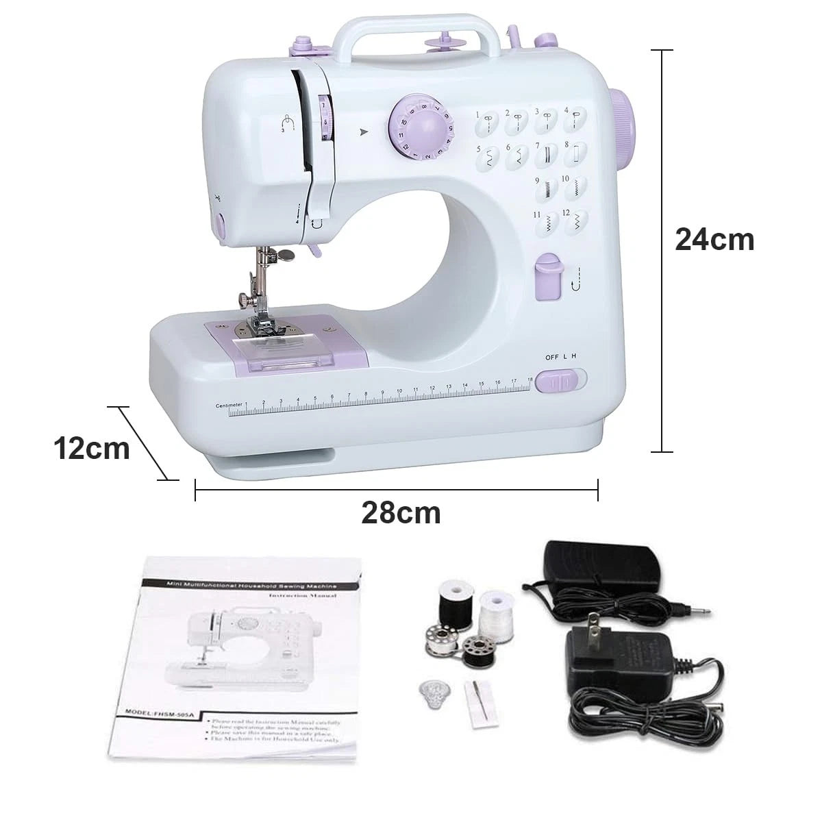12 Stitch Home Sewing Machine, Compact Portable Size