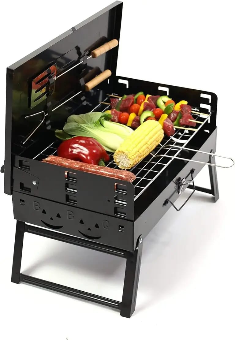 Portable and foldable charcoal grill