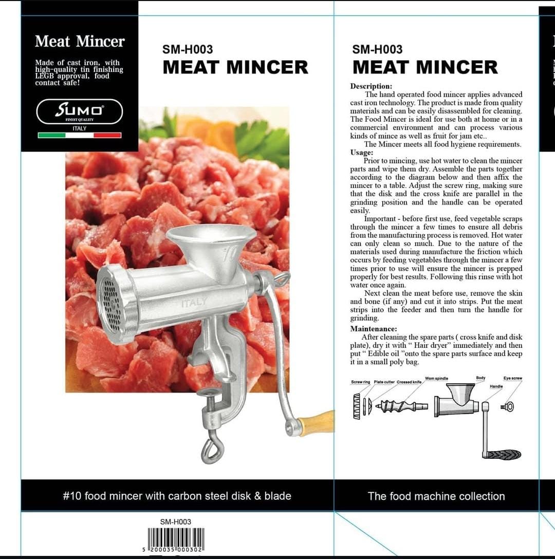 Sumo Stainless Steel Manual Meat Grinder