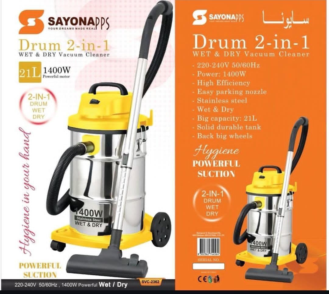Sayona Drum 2-in-1 Vacuum Cleaner - Wet &amp; Dry Suction