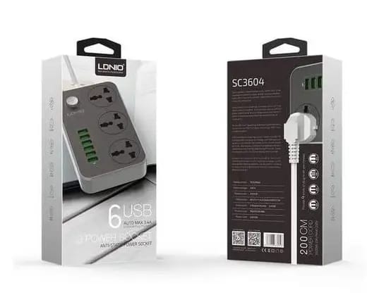 وصلة و مشترك كهربائي مقبس ٦ usb يونيفرسال