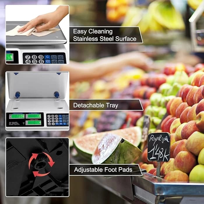 ميزان رقمي تجاري بدقة عالية - من 0.5 جم حتى 40 kg مع شاشة LCD