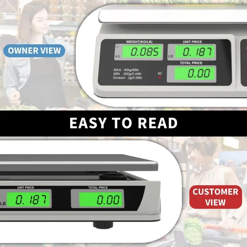 ميزان رقمي تجاري بدقة عالية - من 0.5 جم حتى 40 kg مع شاشة LCD
