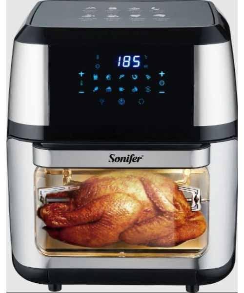 مقلاة هوائية سعة 12 لترًا، 220-240 فولت، 50-60 هرتز، 1800 واط - أسود وفضي