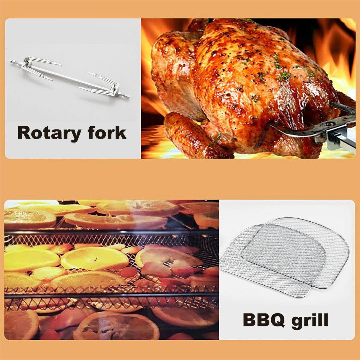 مقلاة هوائية سعة 12 لترًا، 220-240 فولت، 50-60 هرتز، 1800 واط - أسود وفضي