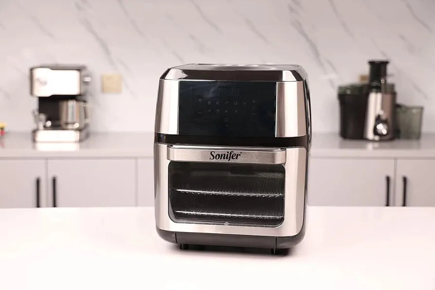 مقلاة هوائية سعة 12 لترًا، 220-240 فولت، 50-60 هرتز، 1800 واط - أسود وفضي