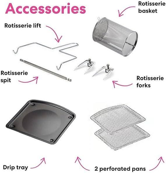 مقلاة هوائية سعة 12 لترًا، 220-240 فولت، 50-60 هرتز، 1800 واط - أسود وفضي