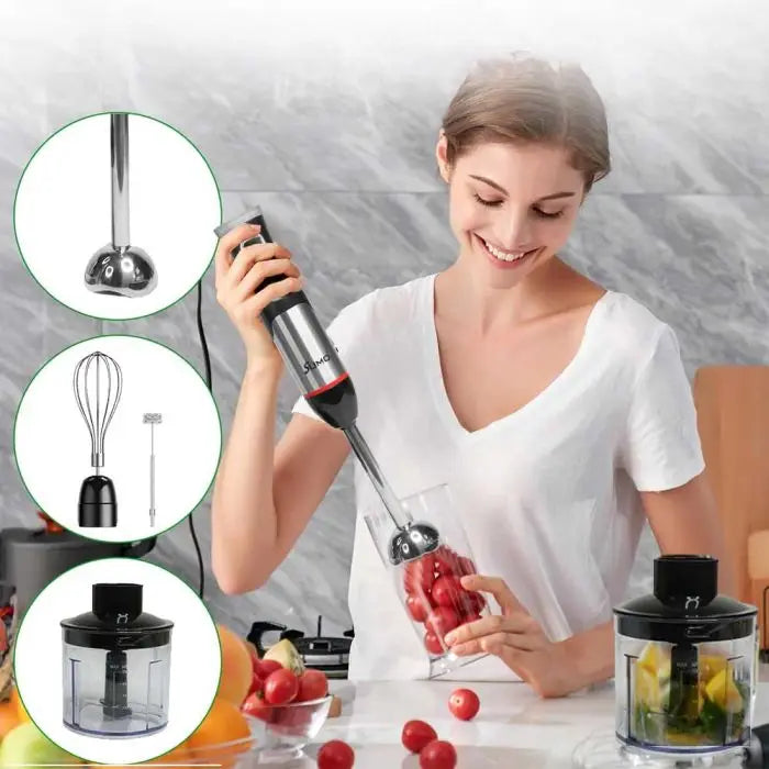 خلاط يدوي 5 في 1 من سومو – SX-8152، خلاط متعدد الاستخدامات للخلط، الخفق، الفرم والطحن، بقوة 300 واط وسعة 700 مل