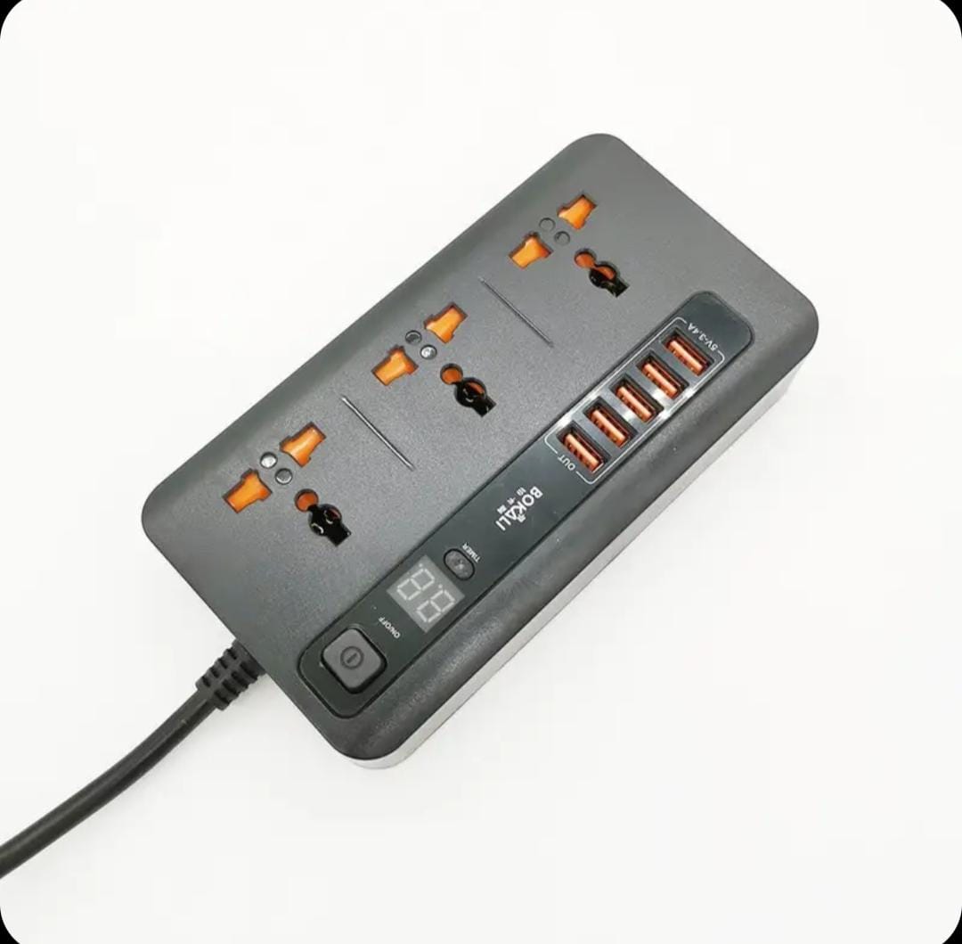 وصلة كهرباء بسلك 5 مداخل USB بطول 2 متر