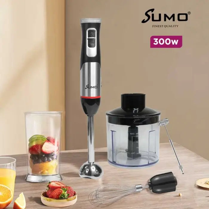 خلاط يدوي 5 في 1 من سومو – SX-8152، خلاط متعدد الاستخدامات للخلط، الخفق، الفرم والطحن، بقوة 300 واط وسعة 700 مل